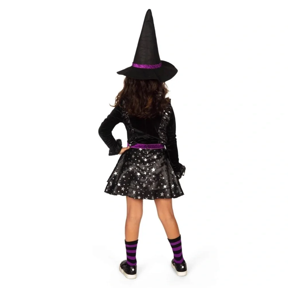 Tipsy Elves Girl's 3-Piece‎ Witch Costume - Size S (6/7) - Black/Purple - NWT